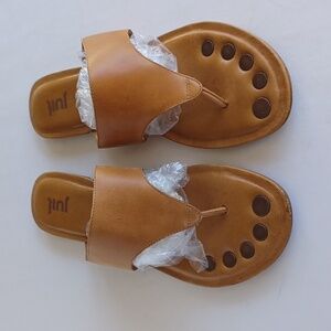 Juil Cosi Grounding Earthing Leather Sandals Copper Dots SZ 10 Luggage Tan